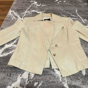 Cole Haan Cream Leather Jacket Structured Tailored